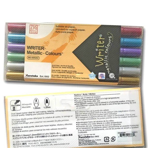 Zig Davetiye Kalemi Metalik Renkler - 6lı Set MS-8000/6VZig Davetiye Kalemi Metalik Renkler - 6lı Set MS-8000/6VMarker KalemZig